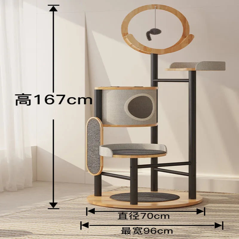 Solid wood cat climbing frame cat tree integrated large cat shelf villa cat claw board supplies multi-function toys