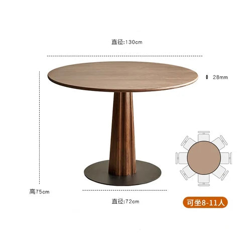 Solid wood circular dining table, Nordic small household, simple and casual table, retro style