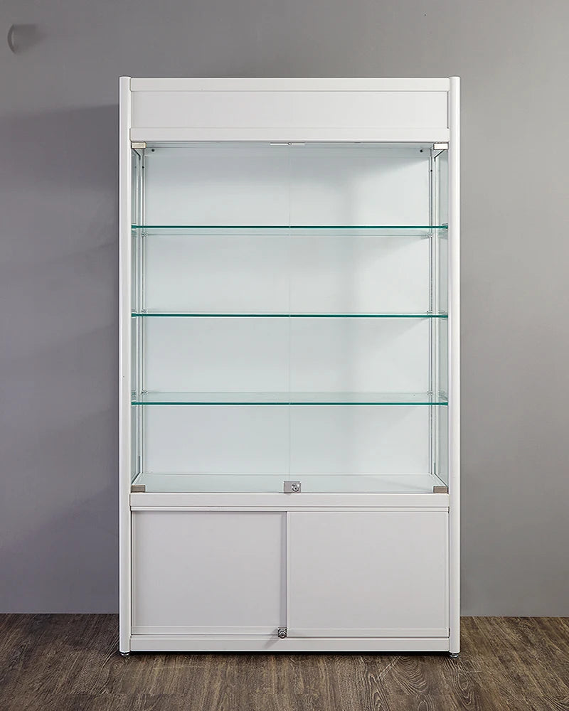 Solid wood light box with double open glass door and lock cosmetic display shelf beauty baby bag display hand-held cabinet