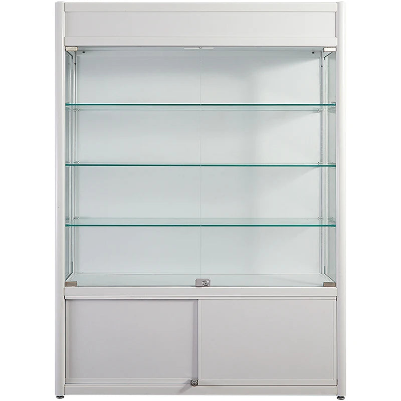 Solid wood light box with double open glass door and lock cosmetic display shelf beauty baby bag display hand-held cabinet