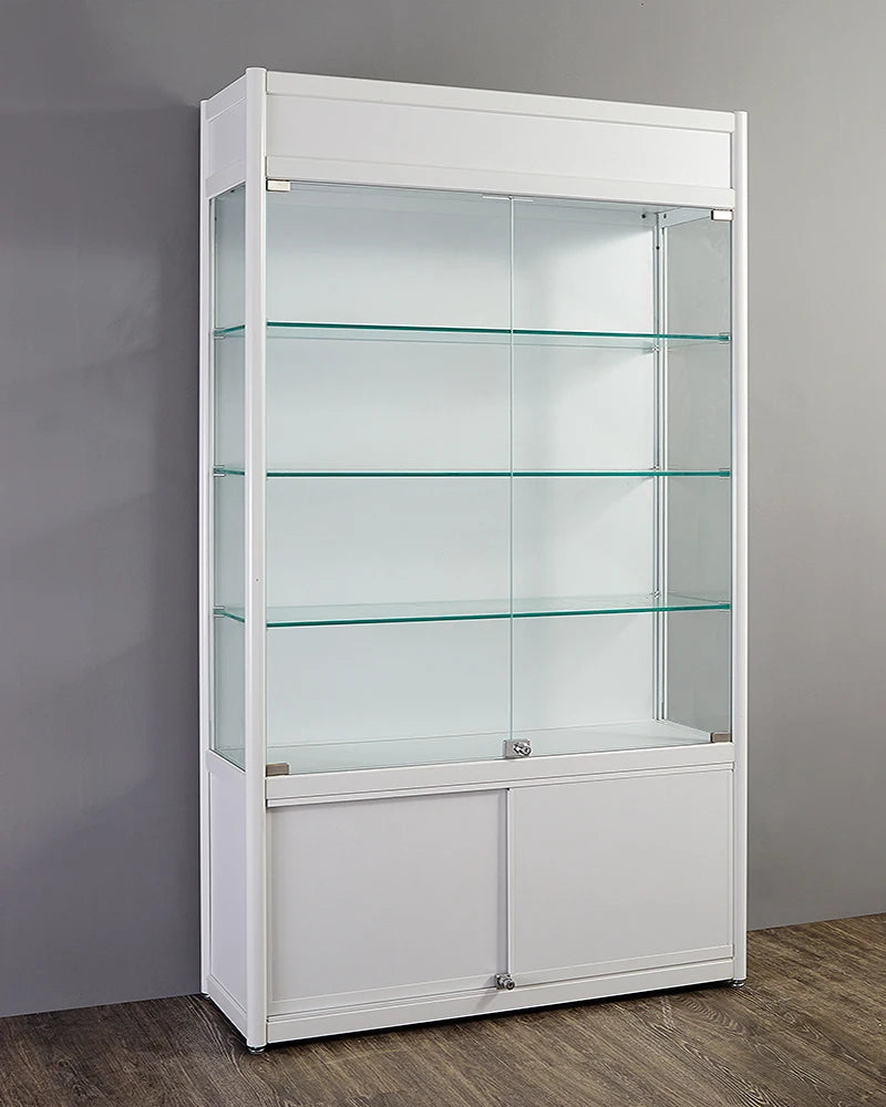 Solid wood light box with double open glass door and lock cosmetic display shelf beauty baby bag display hand-held cabinet