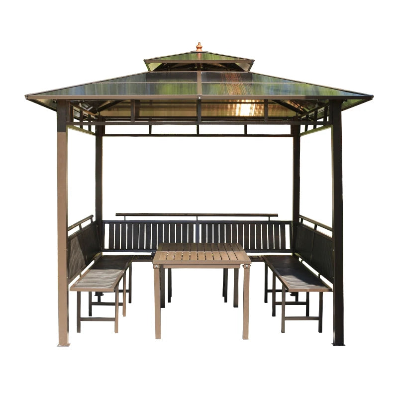 Solid wood pavilion, pavilion, table and chairs, antiseptic wood grape rack, villa, awning, tea pavilion, garden