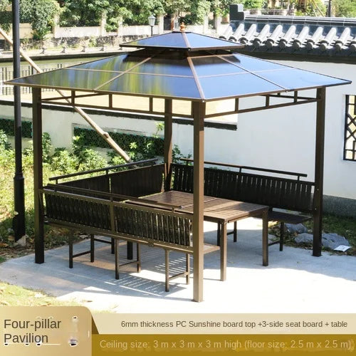Solid wood pavilion, pavilion, table and chairs, antiseptic wood grape rack, villa, awning, tea pavilion, garden