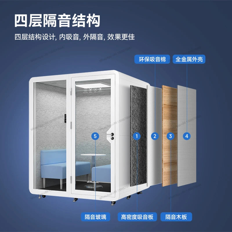 Soundproofing room, household silent cabin, sleep chamber, mobile home rack, drum, piano room, office phone booth, glass room