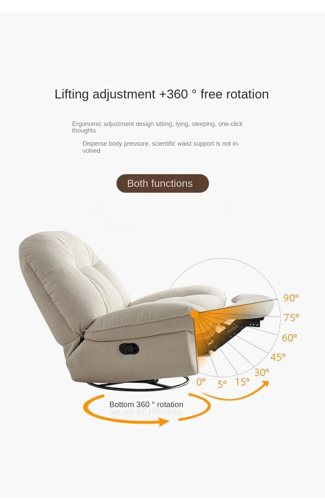 Space Capsule Lounge Sofa Chair Sleeping Reclining Emperor Chair Adjustable High-End Swivel Rocking Chair