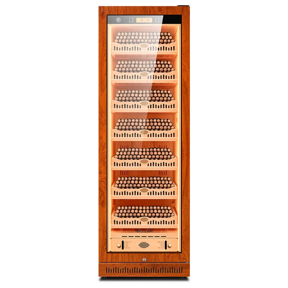 Spanish Cedar Wood Inner Cigar Humidor Electric Cooler Refrigerator Compressor 1600PCS Capacity Thermostatic Moisturizing 188W1