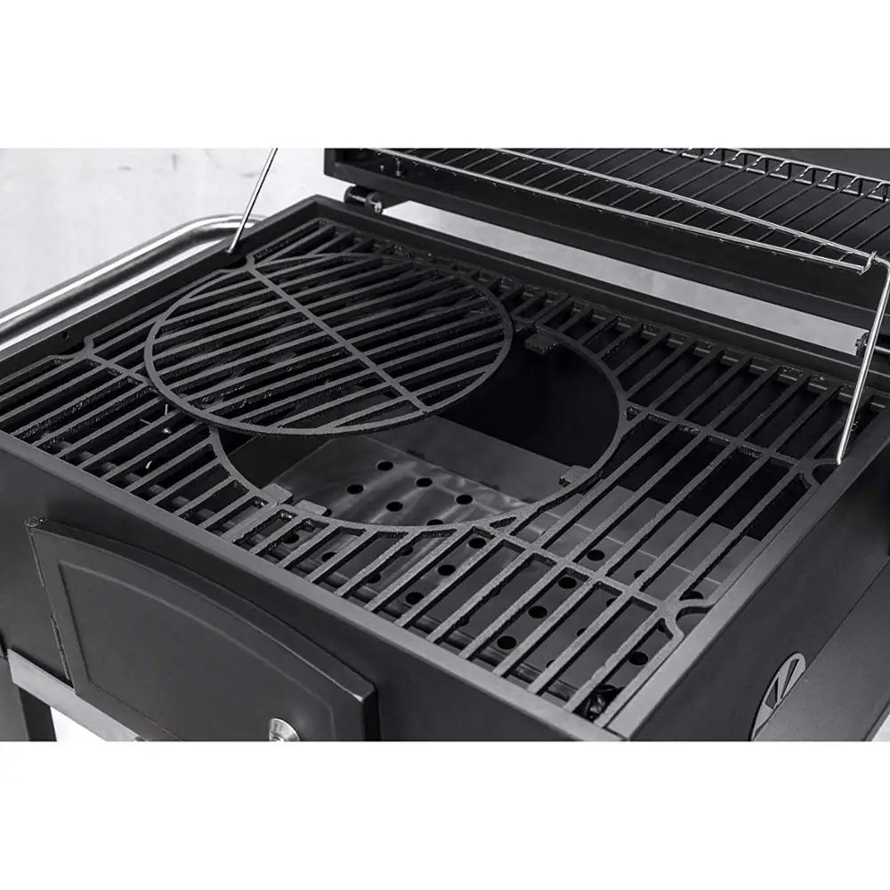 Square Trolley Cast Iron Grill Smoker with Chimney Charcoal Barbecue with Lid 152x73x137cm