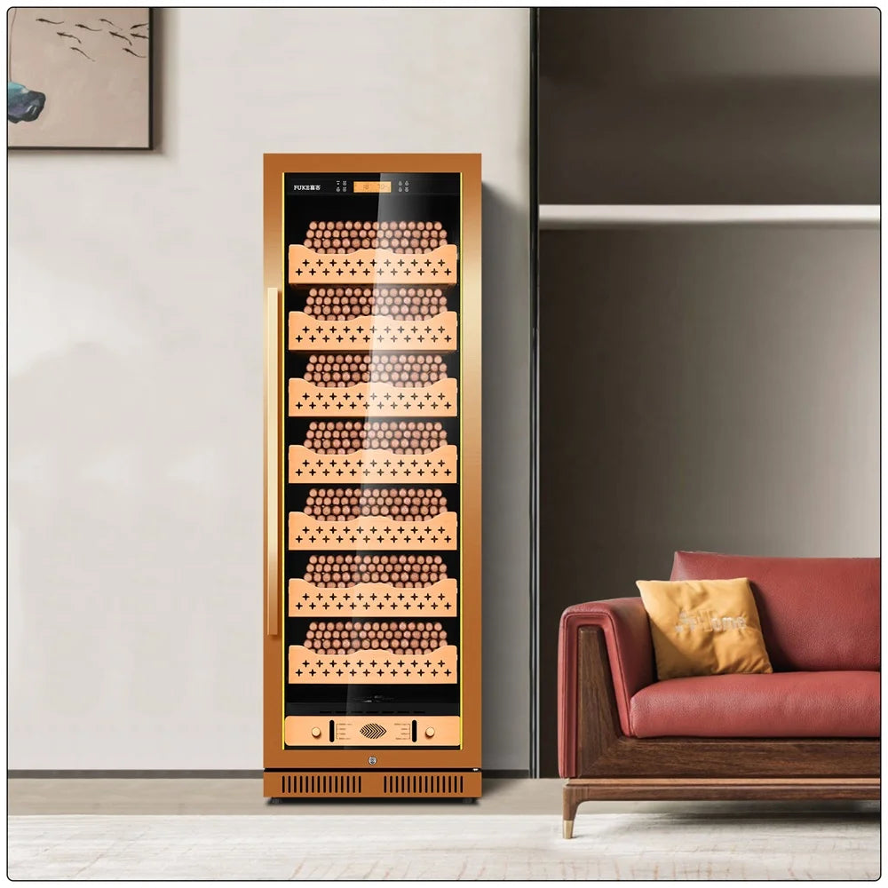 Stainless Steel Cigar Humidor Spanish Cedar Wood Shelves Intelligent Control Humidity Temperature Cigar Refrigerator Cabint