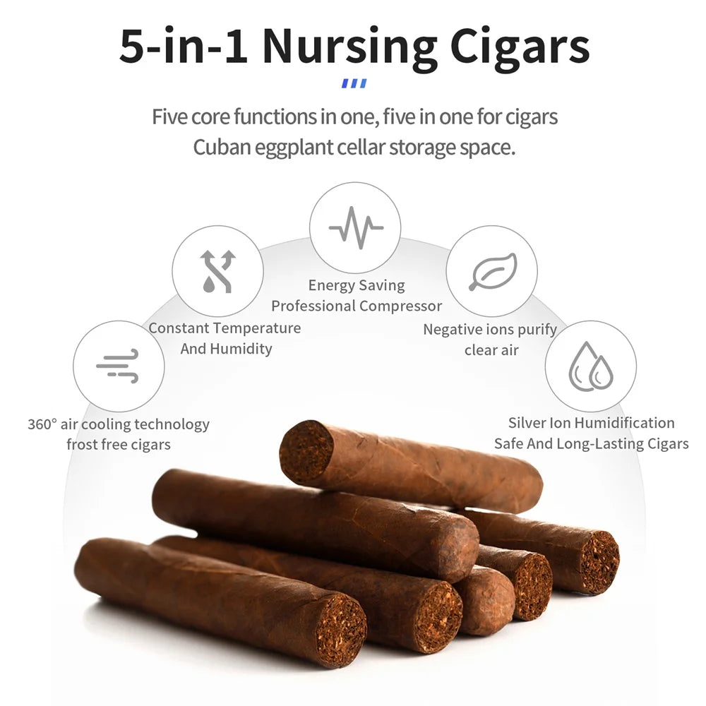 Stainless Steel Cigar Humidor Spanish Cedar Wood Shelves Intelligent Control Humidity Temperature Cigar Refrigerator Cabint