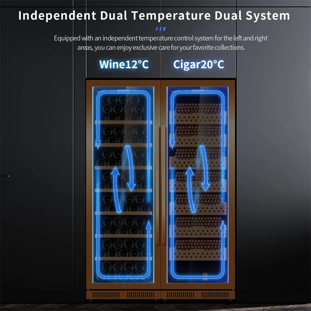 Stainless Steel Cigar Humidor Spanish Cedar Wood Shelves Intelligent Control Humidity Temperature Cigar Refrigerator Cabint
