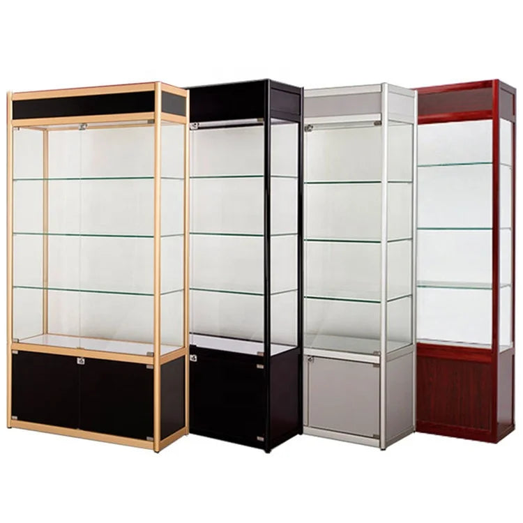 Standard and customized aluminium with led light glass display showcase