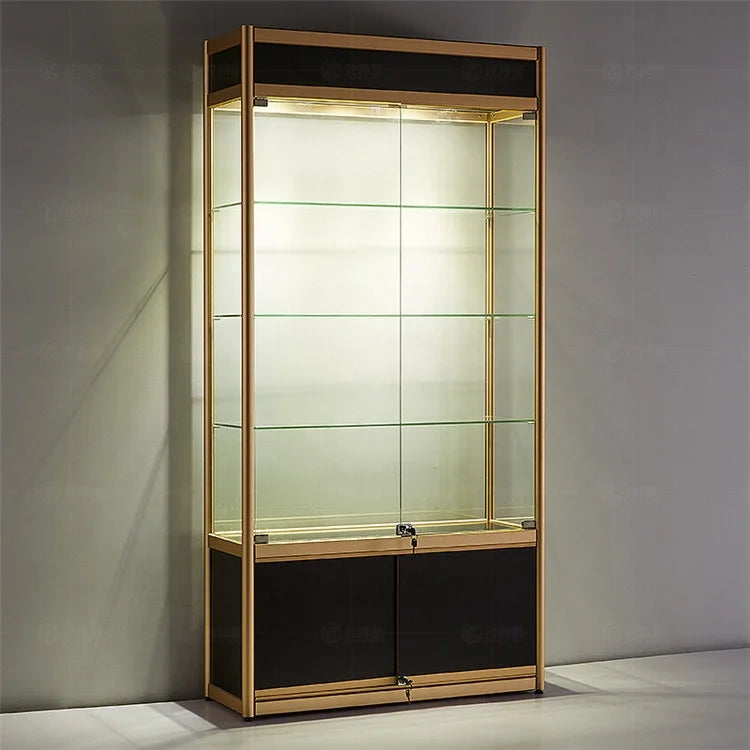 Standard and customized aluminium with led light glass display showcase