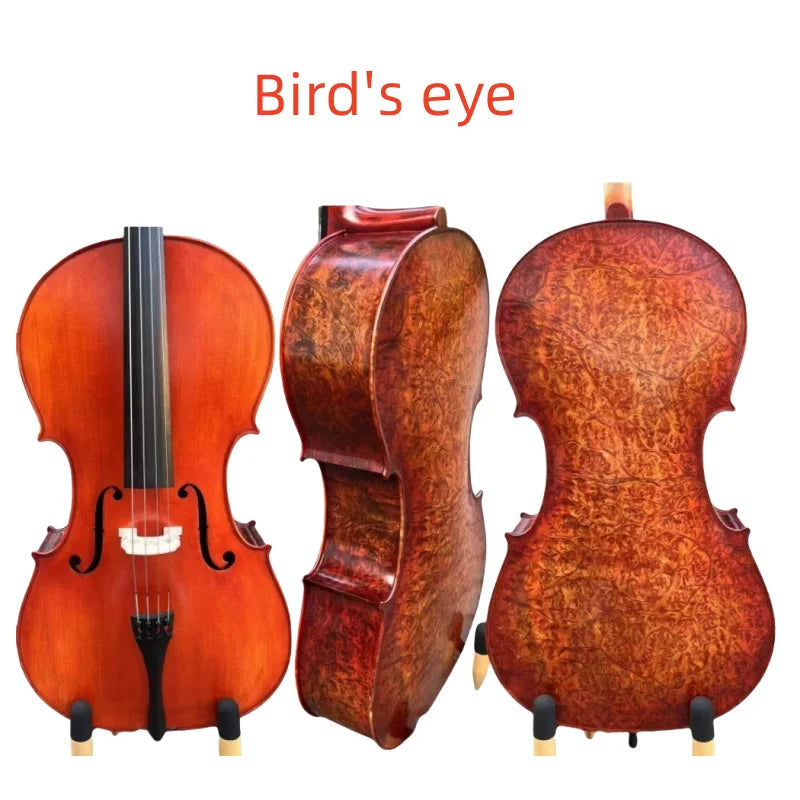 MMOOKA Stradivari SONG Professional Master Bird eye 4/4 Cello free carbon fiber case
