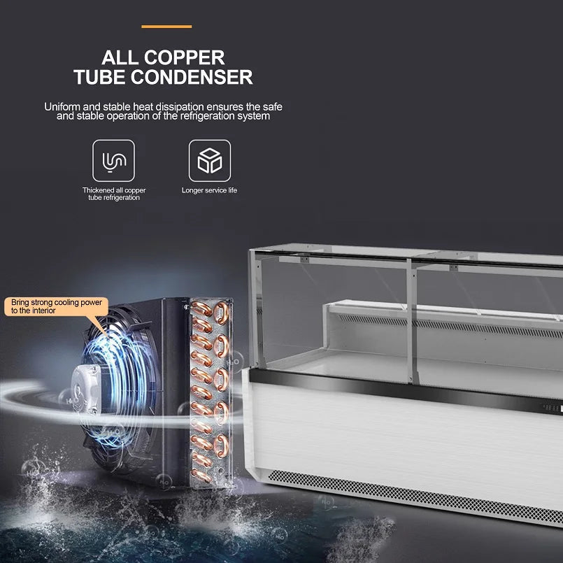 Supermarket Service Counter Refrigerated Showcase Meat Refrigerator Glass Door Deli Display Chiller