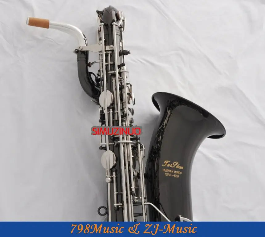 Support Professional Black Nickel Silver AND Gold Bell Baritone Saxophone Sax High F# W/Leather Case