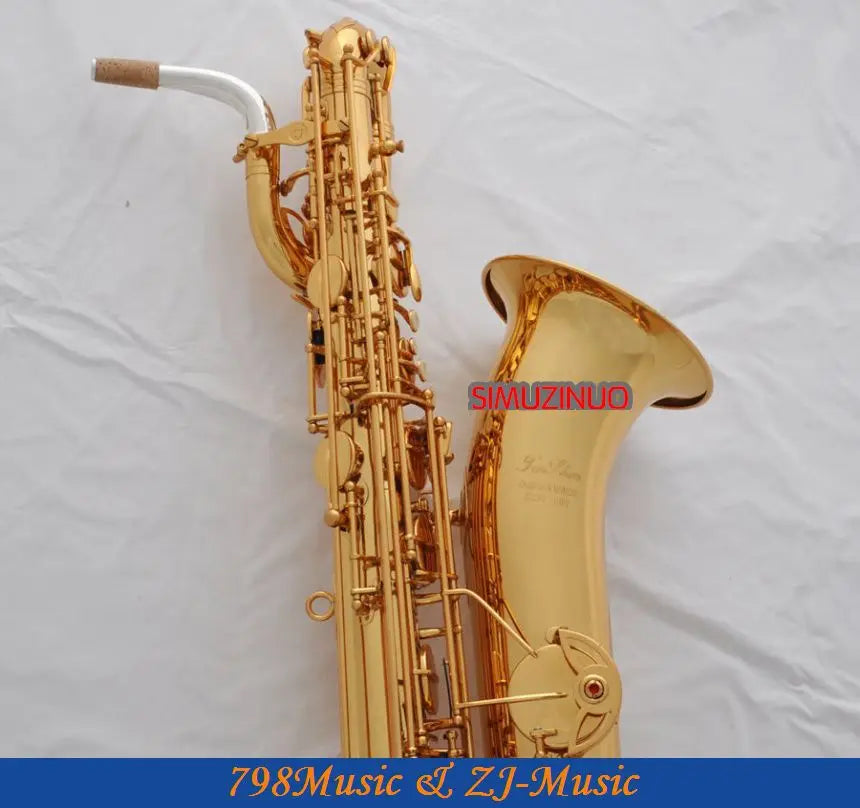 Support Professional Gold Baritone Saxophone Sax High F# W/Leather Case-Abalone Buttons