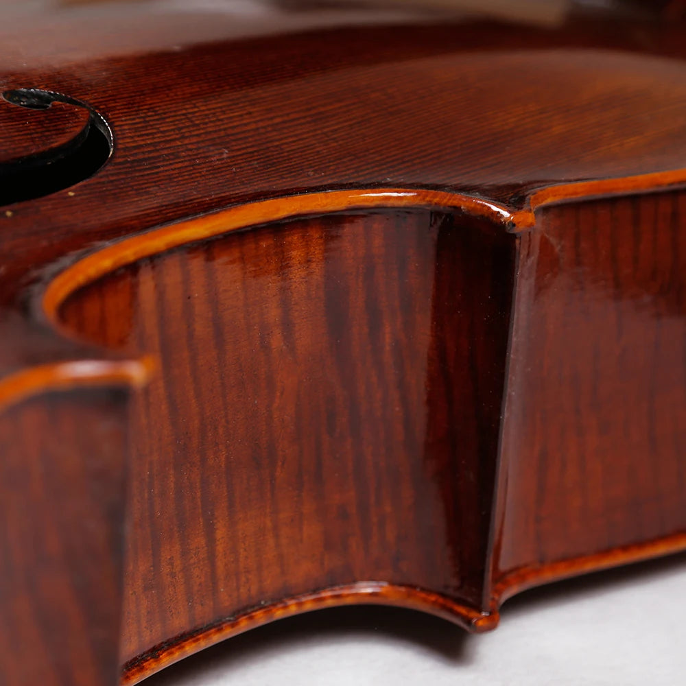 MMOOKA TONGLING Pure Handmade Matt Cello Natural Flamed Grade AAA Maple Backplate & Old Spruce Panel Cello for Performance & Collection