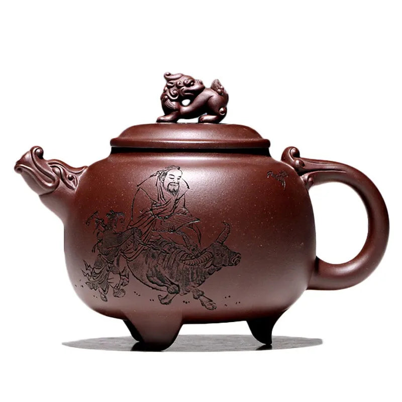 【Tao Yuan】Chinese Workers Teamed up with Yixing Taojian Handmade Purple Clay Pot Purple Clay Longyin Yi Guofeng Carving460cc