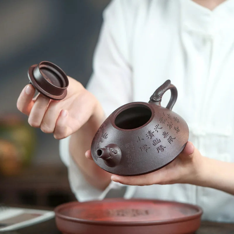 【Tao Yuan】Yixing Purple Clay Pot National High-Tech Zhang Guowei Hand-Made Raw Ore Purple Clay Dragon Shipiao Teapot270cc