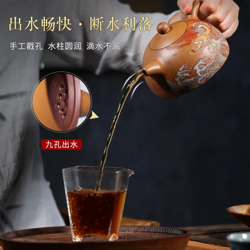 |TaoLing yixing recommended pure manual mud painting half pot of run of mine ore tea sets of household teapot single pot