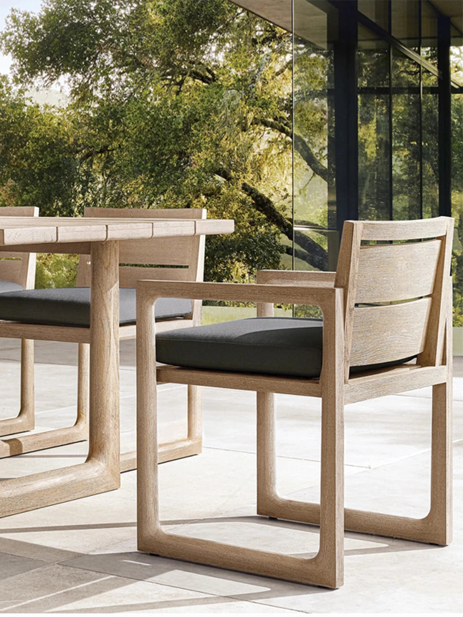 Teak outdoor tables and chairs restaurant courtyard table anticorrosive wooden rattan chair outdoor terrace garden rattan
