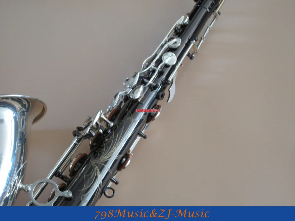 Tenor Sax saxophone Natural abalone shell With Case Silver and Black Nickel