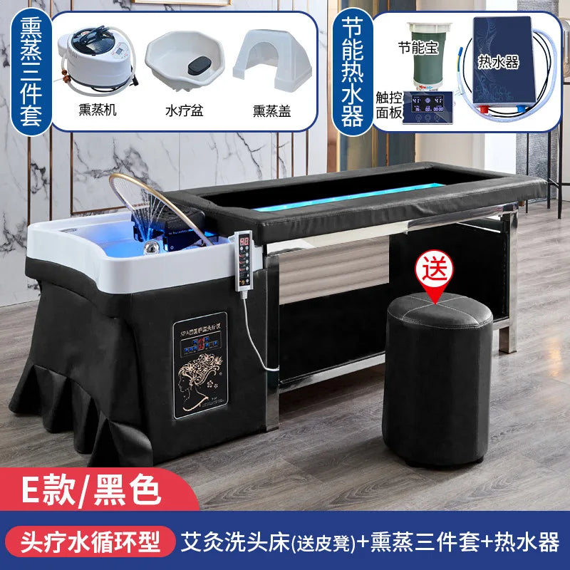 Thai style Head Therapy Hair Washing Bed with Water Circulation Fumigation Bed Fully Automatic Moxibustion Bed for Whole Body