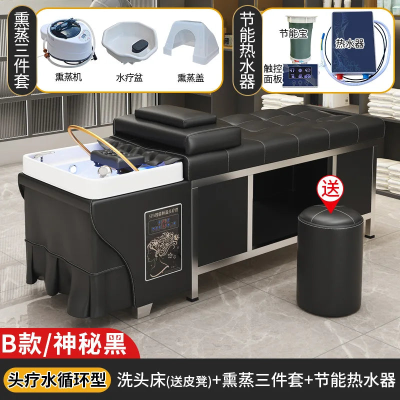 Thai style hair therapy shampoo bed hair salon beauty salon massage water circulation constant temperature fumigation stainless