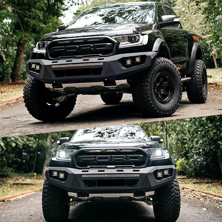 The latest! Pickup truck ute with LED light Steel front bumper Steel bumper car bumper bullbars ranger For FORD RANGER RAPTOR
