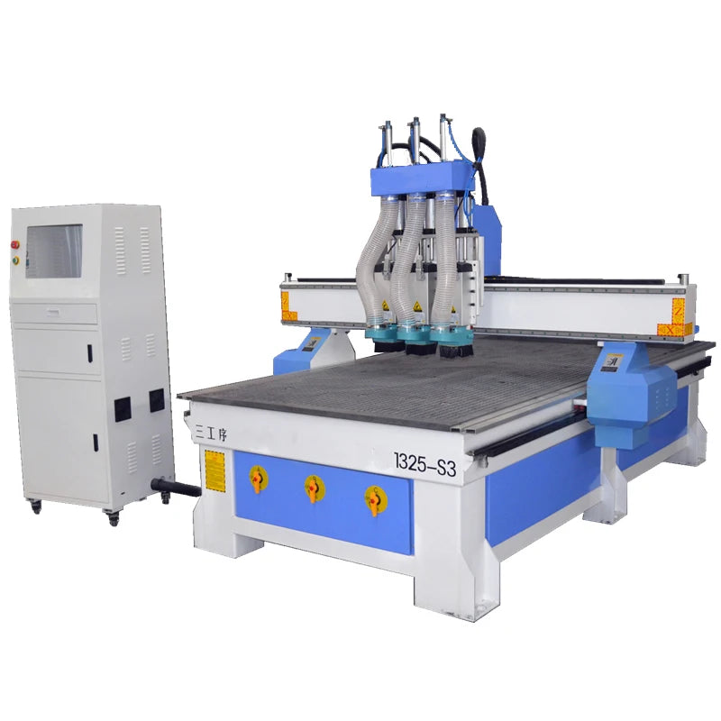 Three Heads Auto Tool Pneumatic ATC Machine 1325 Woodworking Multi Spindles Cnc Router