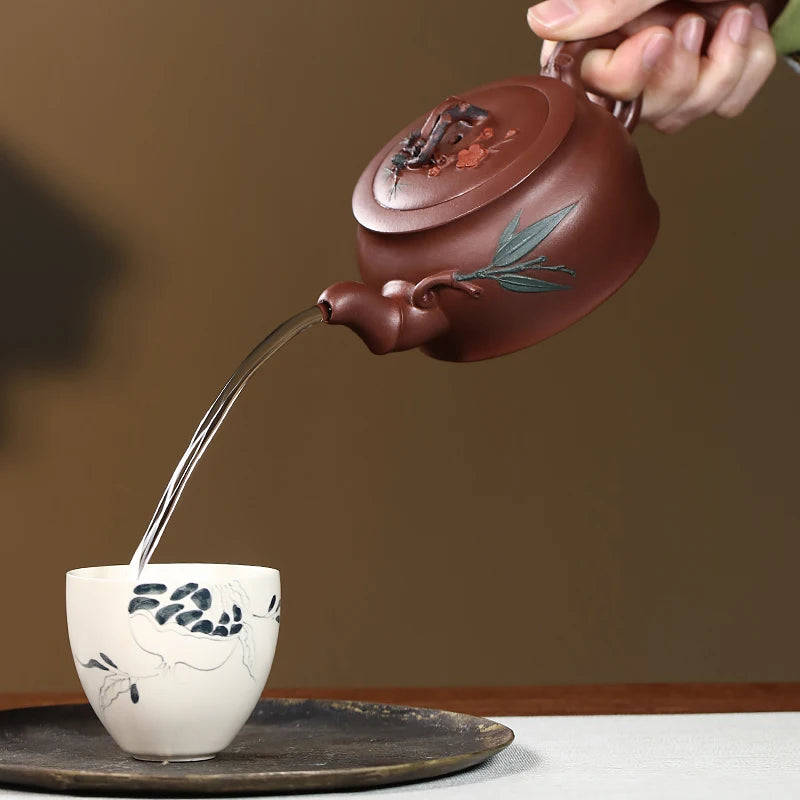 Tibetan Pot World Yixing Purple Clay Pure Handmade Household Kung Fu Tea Set Flower Ware Original Mine Mud