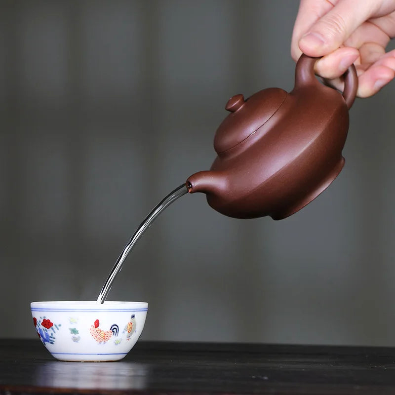 Tibetan Pot World Yixing Purple Clay Pure Handmade Kung Fu Tea Set, 1970s Old Household Pot, Joy