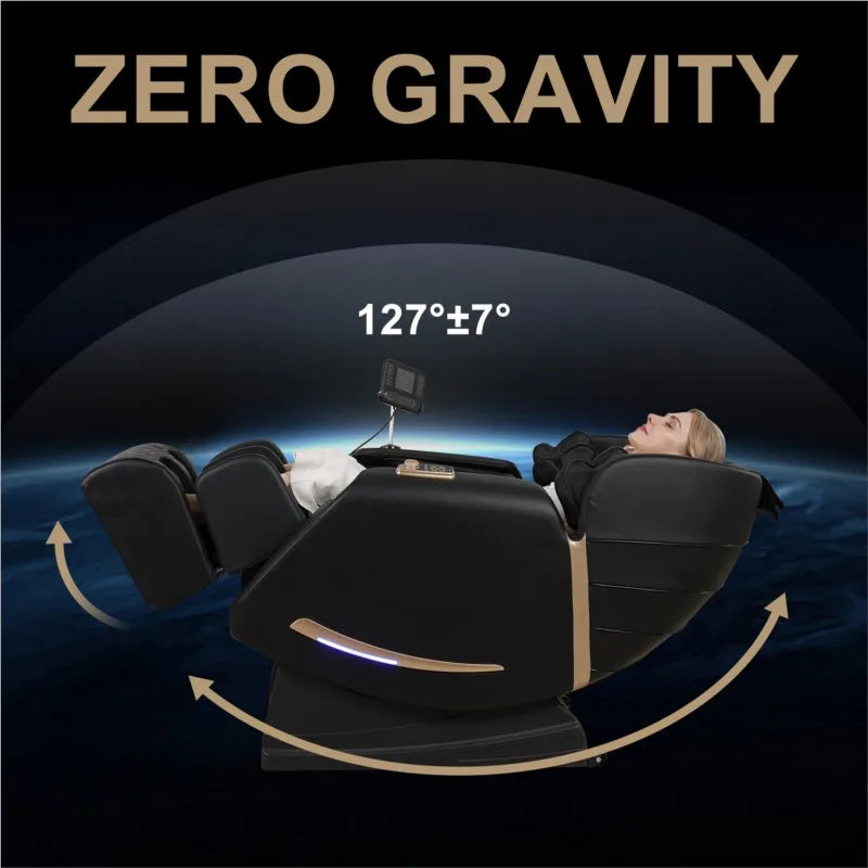 US Stock Full Body Massage Chair With Zero Gravity Recliner With Two Control Panel: Smart Large Screen & Rotary Switch