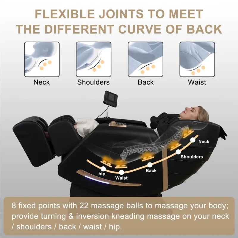 US Stock Full Body Massage Chair With Zero Gravity Recliner With Two Control Panel: Smart Large Screen & Rotary Switch