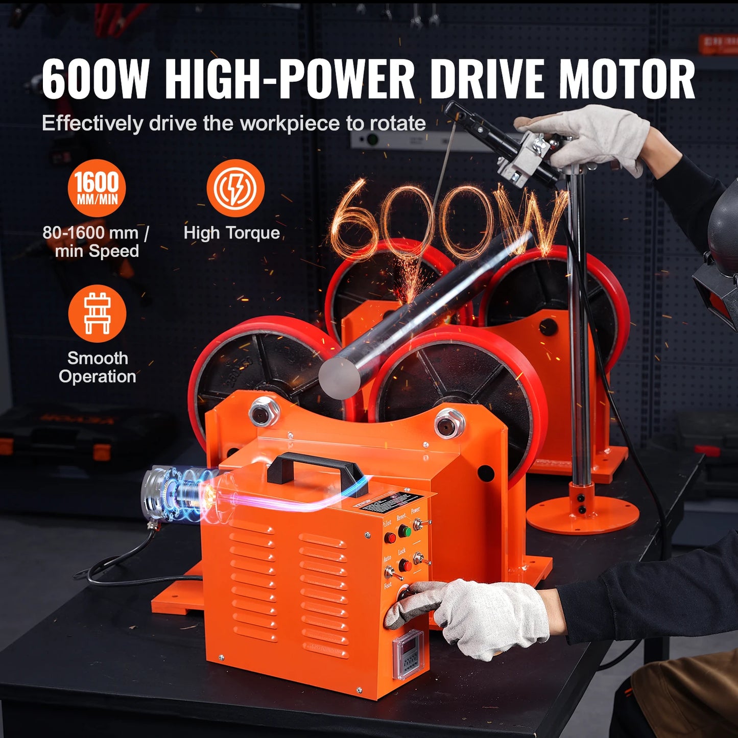 VEVOR Welding Positioner Turning Rolls Linkage Roller 1000KG Loading Welding Turning Rotary Torch Stand for Welding Equipment