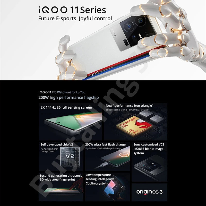 VIVO iQOO 11 Pro 5G Gaming MobilePhone Snapdragon 8 Gen 2 NFC Phone 50MP Triple Cameraes 6.78" 2K 144Hz E6 AMOLED 144Hz Curved