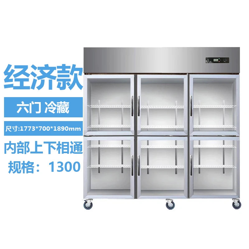 Vertical Freezer Commercial Restaurant Fruit Full Refrigeration and Preservation Cabinet Glass Door Refrigerator Four Door Six D