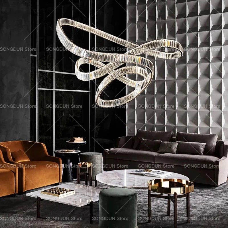 Villa Empty Living Room Chandelier Designer Light Luxury Art Stairwell Duplex Atmosphere Restaurant Crystal Hanging Lighting