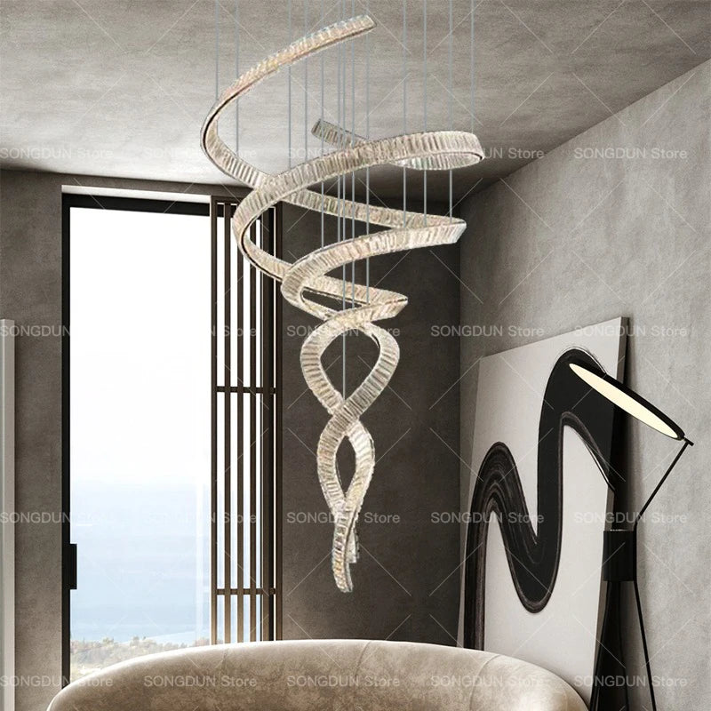 Villa Empty Living Room Chandelier Designer Light Luxury Art Stairwell Duplex Atmosphere Restaurant Crystal Hanging Lighting