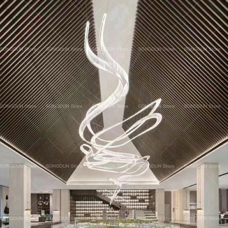 Villa Empty Living Room Chandelier Designer Light Luxury Art Stairwell Duplex Atmosphere Restaurant Crystal Hanging Lighting