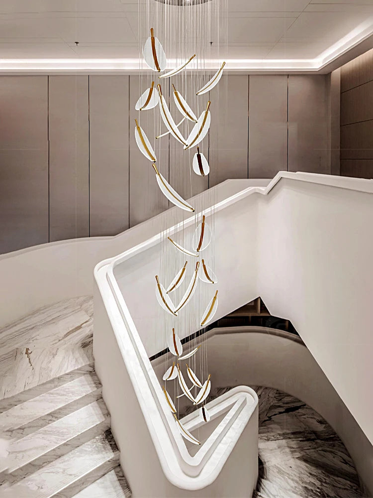 Villa double entry building designer chandeliers lobby art creative sales department project custom chandeliers stairs