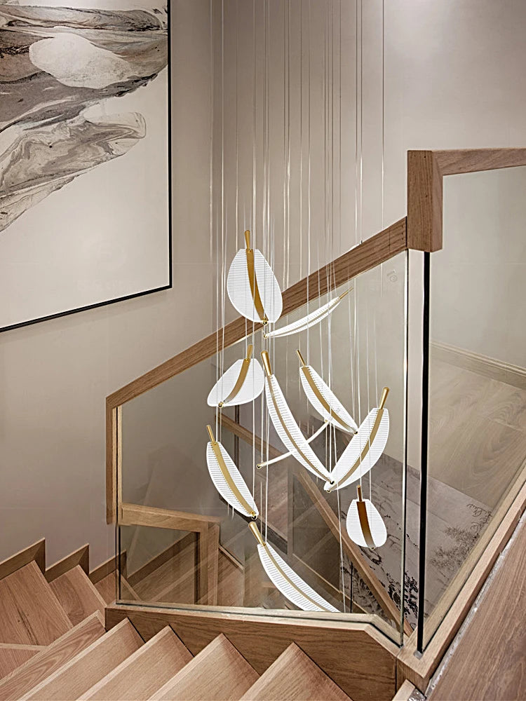 Villa double entry building designer chandeliers lobby art creative sales department project custom chandeliers stairs