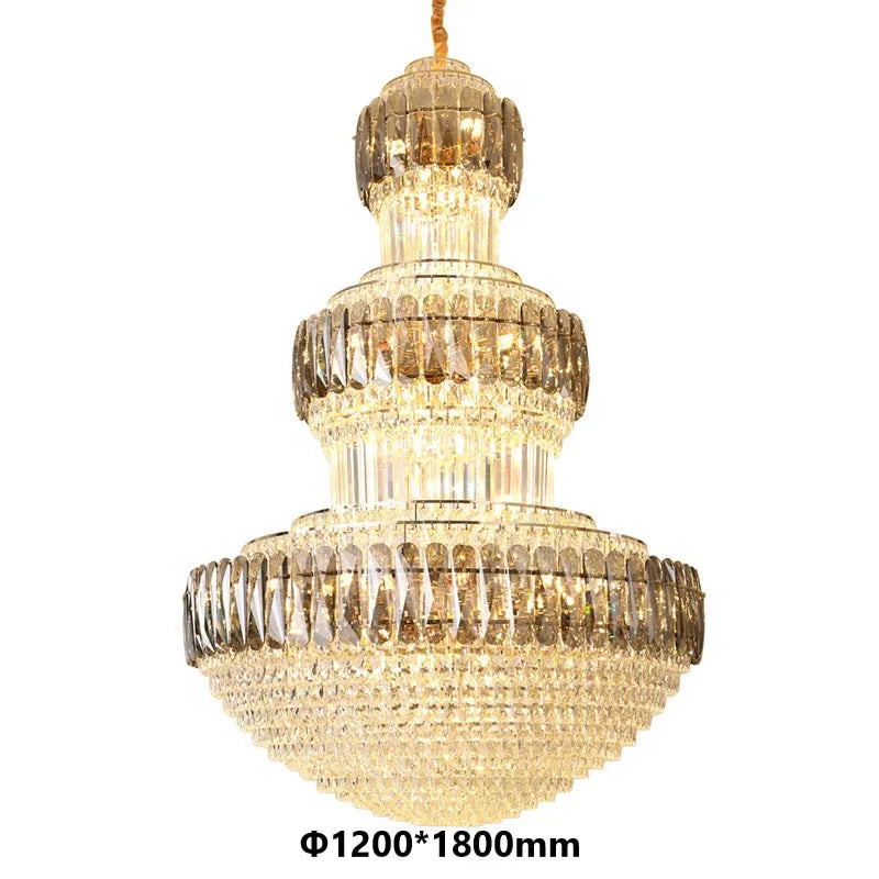 Villa hollow chandelier Hotel lobby light luxury lamps Post modern living room Duplex building Hall Rotating stair lamp