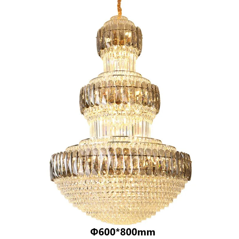 Villa hollow chandelier Hotel lobby light luxury lamps Post modern living room Duplex building Hall Rotating stair lamp