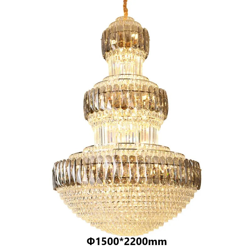 Villa hollow chandelier Hotel lobby light luxury lamps Post modern living room Duplex building Hall Rotating stair lamp