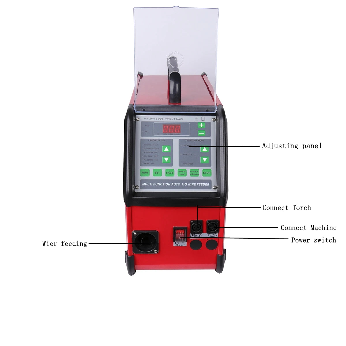 WF-007A Welding Wire Feeder Digital Pulse Wires Welding 110V 220V for Argon Arc Laser Tig brazing Machine Robot Automatic