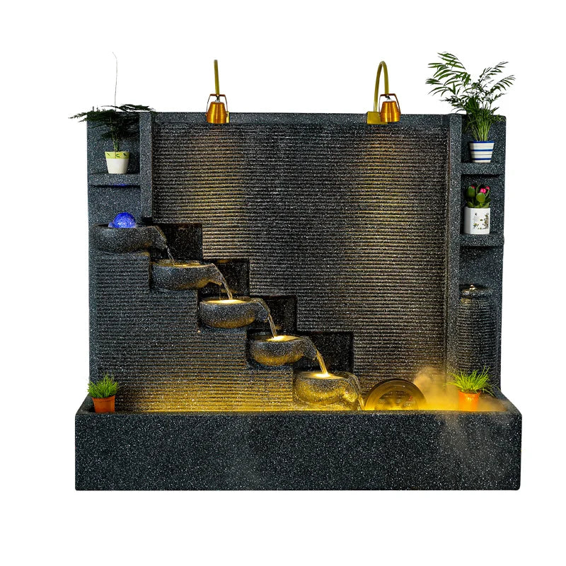 Water curtain wall, flowing water wall, waterscape villa landscape opening, lucky courtyard screen decoration, European floor