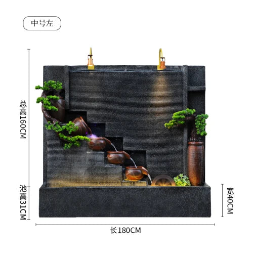 Water curtain wall, flowing water wall, waterscape villa landscape opening, lucky courtyard screen decoration, European floor