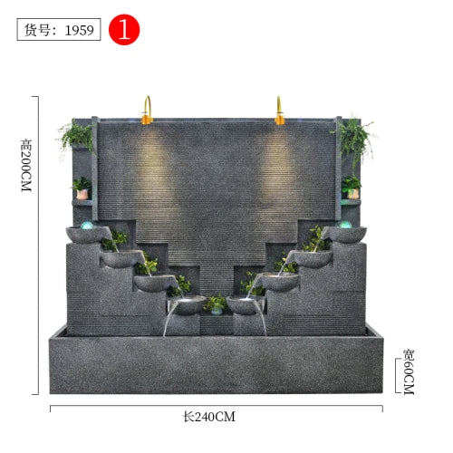Water curtain wall, flowing water wall, waterscape villa landscape opening, lucky courtyard screen decoration, European floor