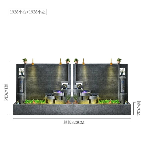 Water curtain wall, flowing water wall, waterscape villa landscape opening, lucky courtyard screen decoration, European floor